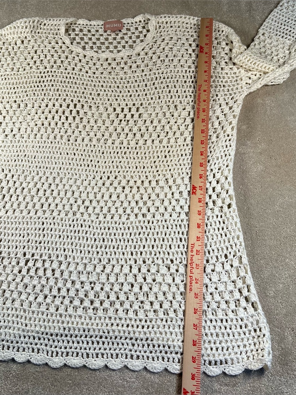 Show Me Your MUMU Cover Up Sweater Paula Pullover White Crochet Beach Vacation L - Picture 10 of 11